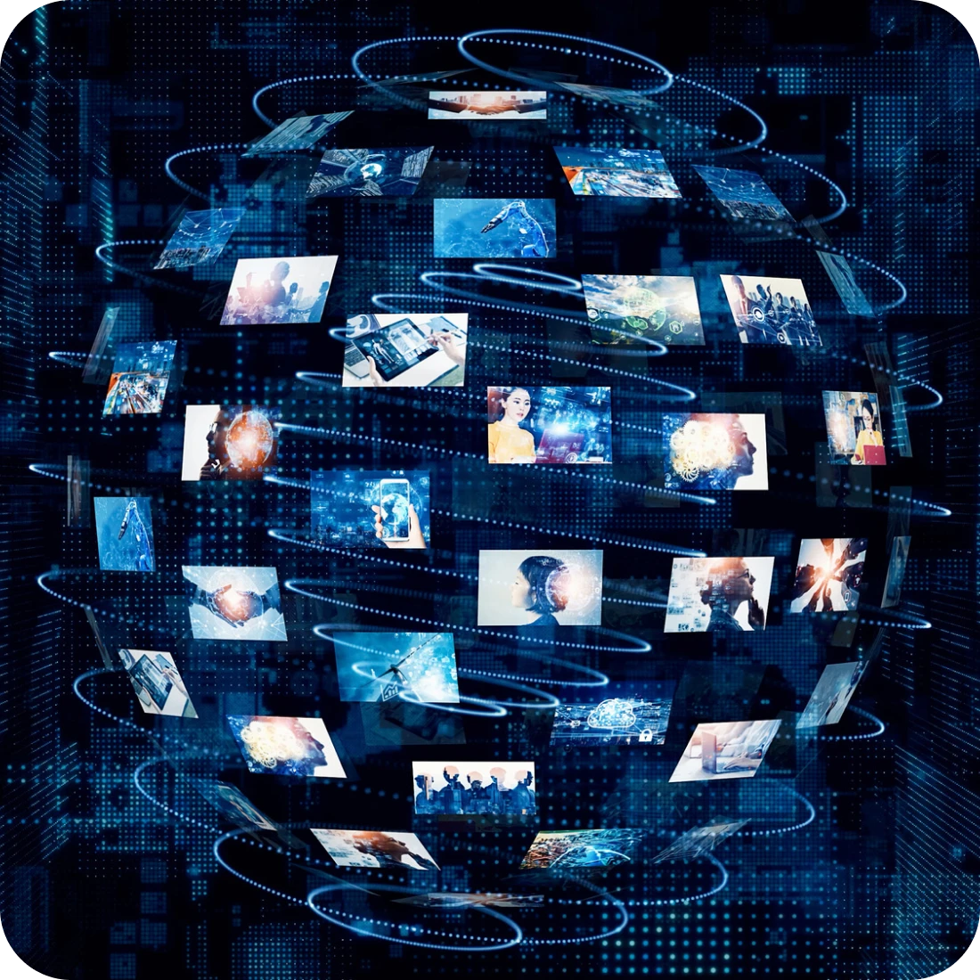 世界規模のネットワークで画像を配信するイメージ